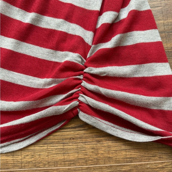 Small Blue Rain Red and Gray Stripe Midi Dress. - Picture 2 of 6